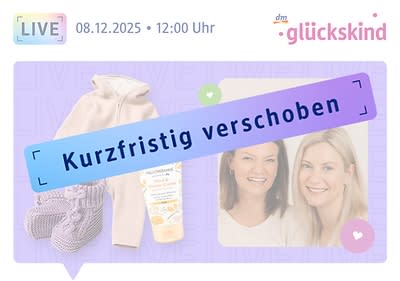 Live am 08.12.2025, 12:00 Uhr: Die Hebammen Anja und Marie lächeln in die Kamera, daneben HALLOHEBAMME Wind & Wetter Creme, ALANA Overall aus Walk & mit Vario-Ärmeln und ALANA Strickschuhe sowie ein 15 % Coupon