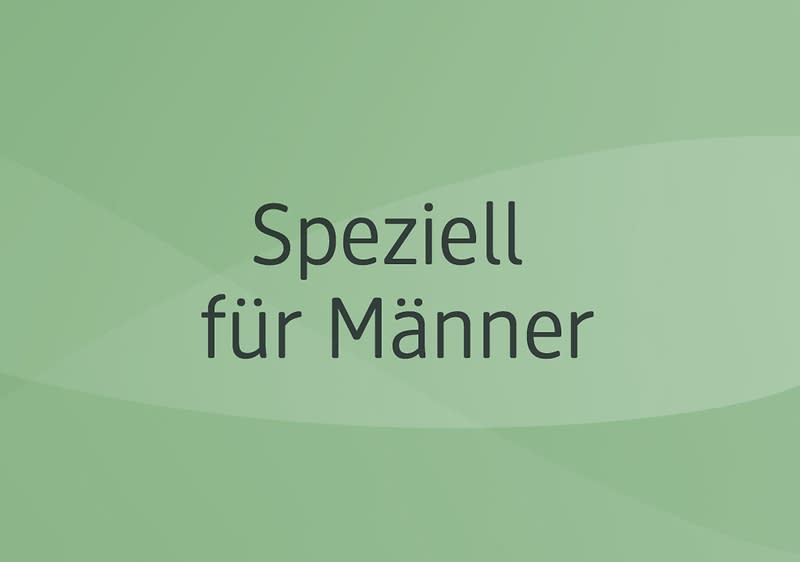 Der Text „Speziell für Männer“ auf einem hellgrünen Hintergrund