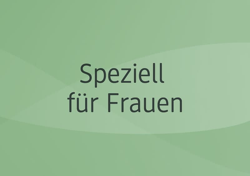 Der Text „Speziell für Frauen“ steht in schwarzer Schrift auf einem hellgrünen Hintergrund