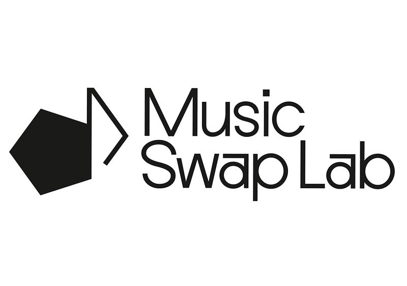Scwharzes Logo von MUsic Swap Lab auf weißem Hintergrund
