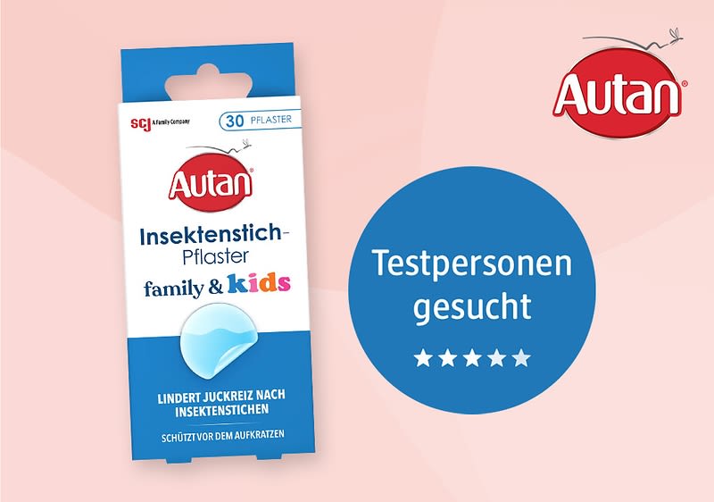 Bubble „Testpersonen gesucht" mit Insektenstich-Pflaster Family & Kids von Autan