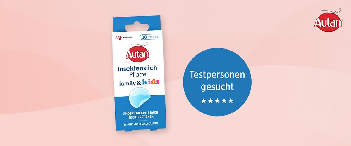 Bubble „Testpersonen gesucht" mit Insektenstich-Pflaster Family & Kids von Autan