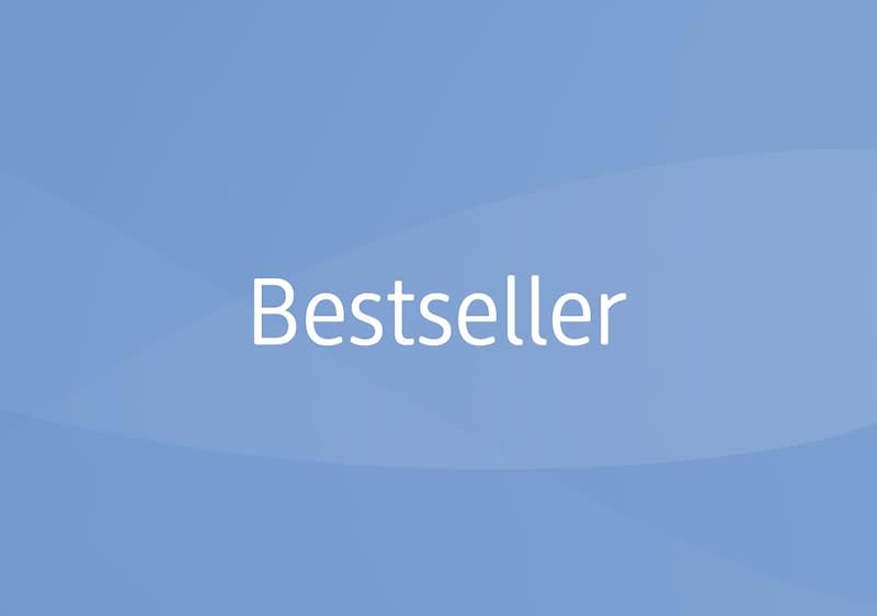 Blaues Hintergrundbild mit dem weißen Wort „Bestseller“ in der Bildmitte