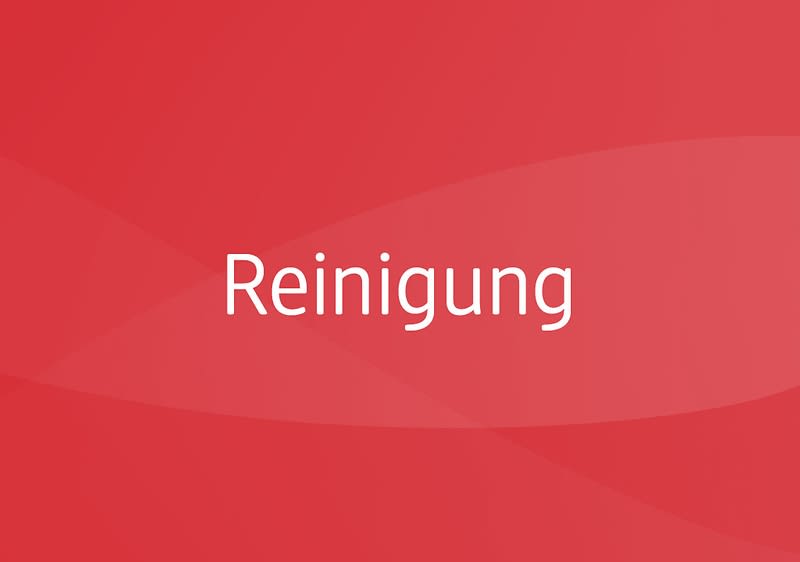 Wort Reinigung auf rotem Grund