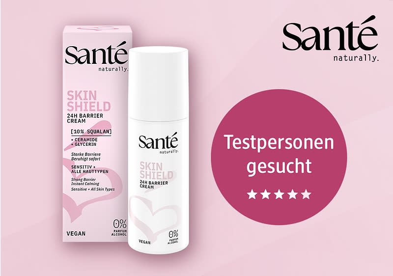 Bubble „Testpersonen gesucht“ mit Santé Skin Shield Barrier Cream