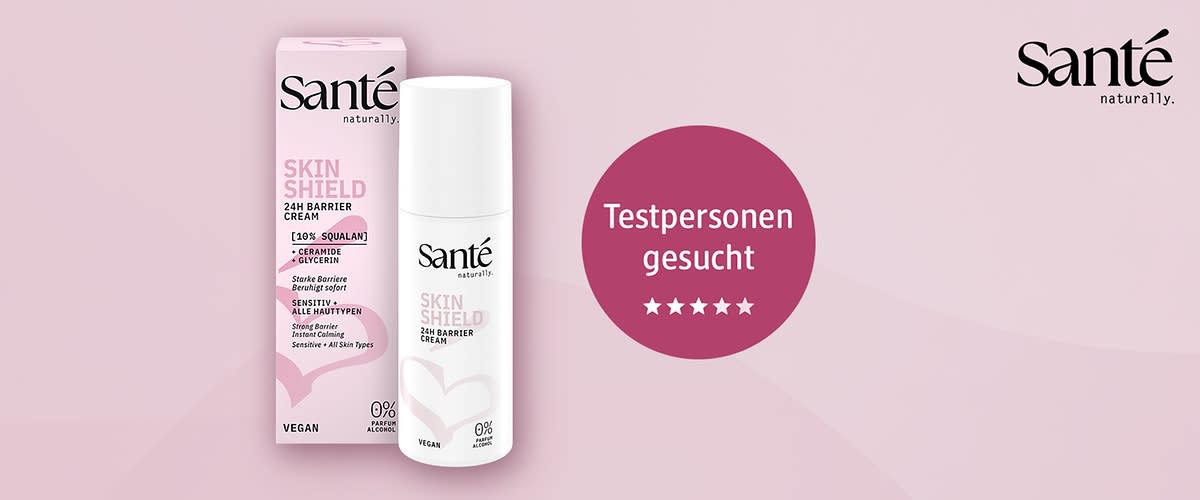 Bubble „Testpersonen gesucht“ mit Santé Skin Shield Barrier Cream