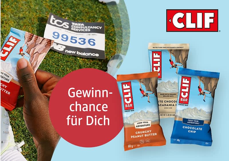Bubble „Gewinnchance für Dich“ und Produkte von Clif Bar