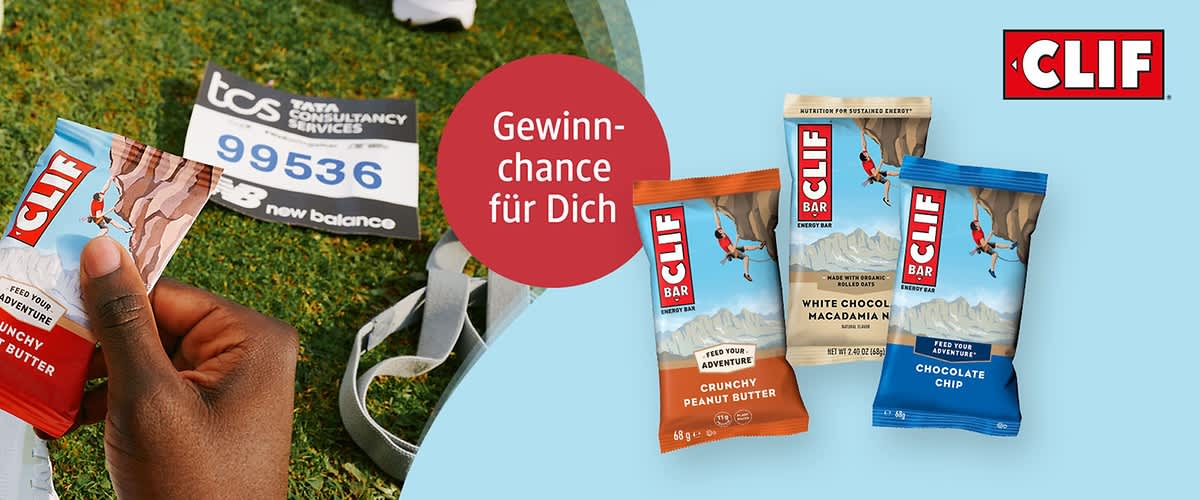 Bubble „Gewinnchance für Dich“ und Produkte von Clif Bar