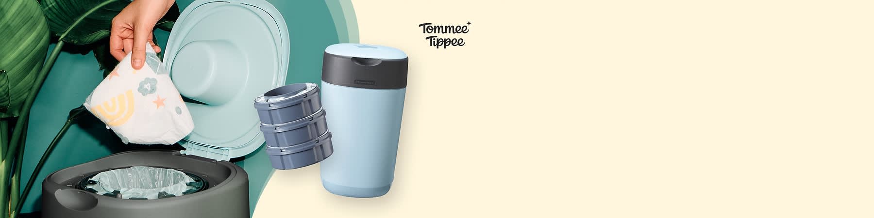 Der Windeleimer von Tommee Tippee schließt Keime und Gerüche sicher ein.