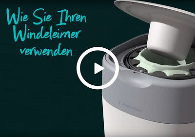 Die Handhabung des Windeleimers von Tommee Tippee ist kinderleicht.