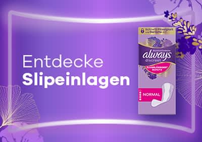 Always Slipeinlagen auf lila Hintergrund