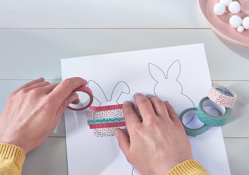 Washi Tape über die Vorlage kleben