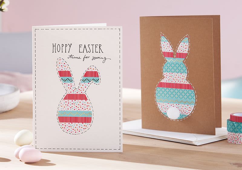 Gebastelte Ostergrußkarten mit Hasen Motiv