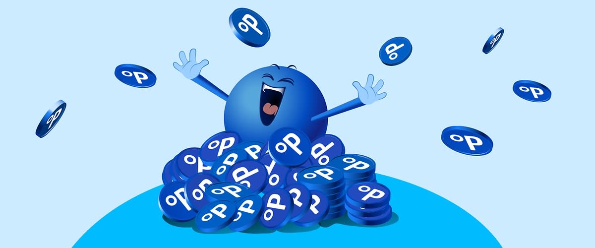 Maskottchen schwimmt in °Punkten