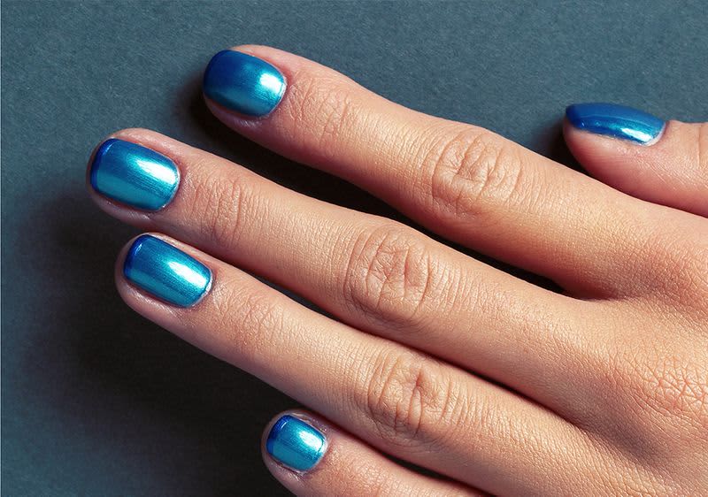 Blaue Metallic Nails 