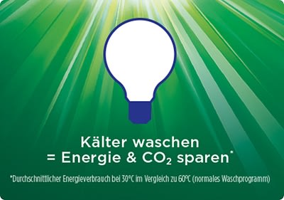 Mit den All-in-1 PODS von Ariel kannst du kälter waschen und somit Energie sparen.