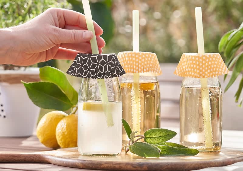 Schnelle Bastelideen Sommer: Trinkglas Abdeckung