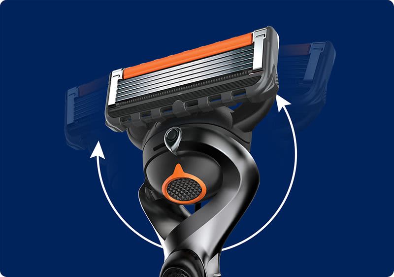 Die FlexBall™ Technologie des Gillette ProGlide Rasierers passt sich Gesichtskonturen an.