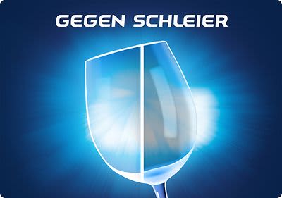 Der Finish Glanz- und Klarspüler verhindert die Entstehung von milchigem Schleier auf Gläsern.