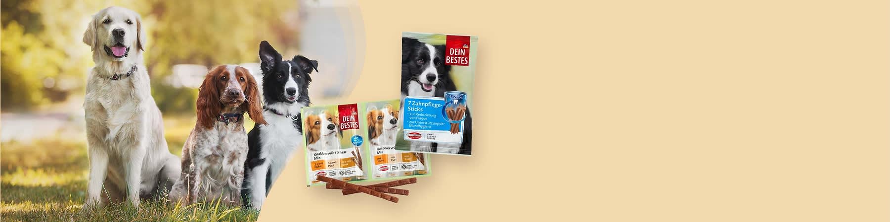Bei dm gibt es Leckerlis für Deinen Hund.