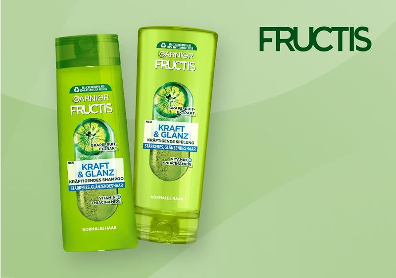 Mit Fructis Kraft & Glanz rückst du mattem und kraftlosem Haar zuleibe.