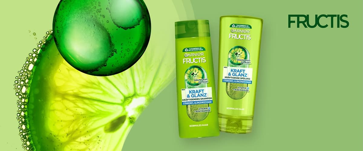 Mit Fructis Kraft & Glanz rückst du mattem und kraftlosem Haar zuleibe.