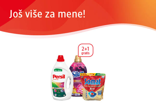 Za kupnju bilo koja 2 Persil i/ili Silan i/ili Somat proizvoda, treći, najjeftiniji dobivate gratis
