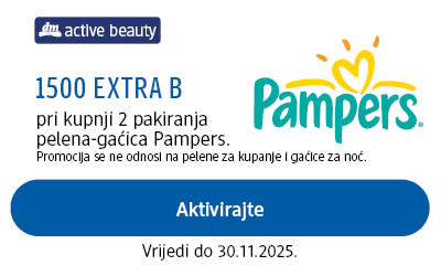 kupon 1500 extra bodova pri kupnji 2 pakiranja pelena-gaćica Pampers
