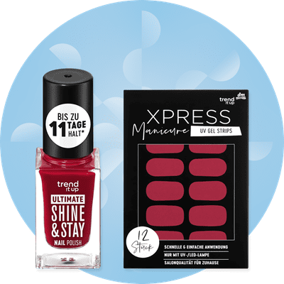 Lak za nokte i naljepnice za nokte u boji vina u plavom kružiću