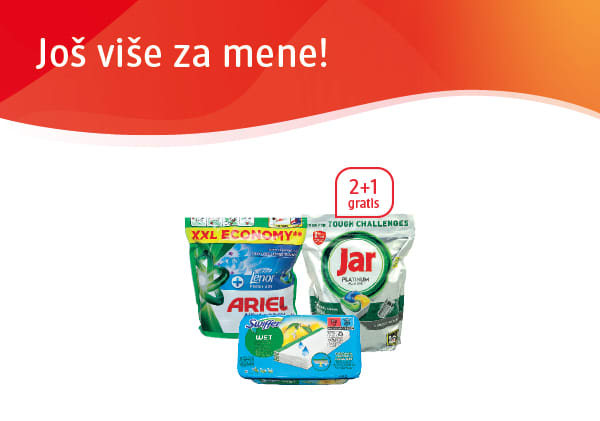 2+1 gratis za sve proizvode Ariel, Jar, Swiffer