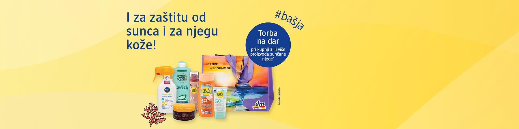 Torba na dar pri kupnji bilo kojih 3 ili više proizvodaproizvoda za zaštitu od sunca, ubrzano tamnjenje, samotamnjenje i njegu nakon sunčanja