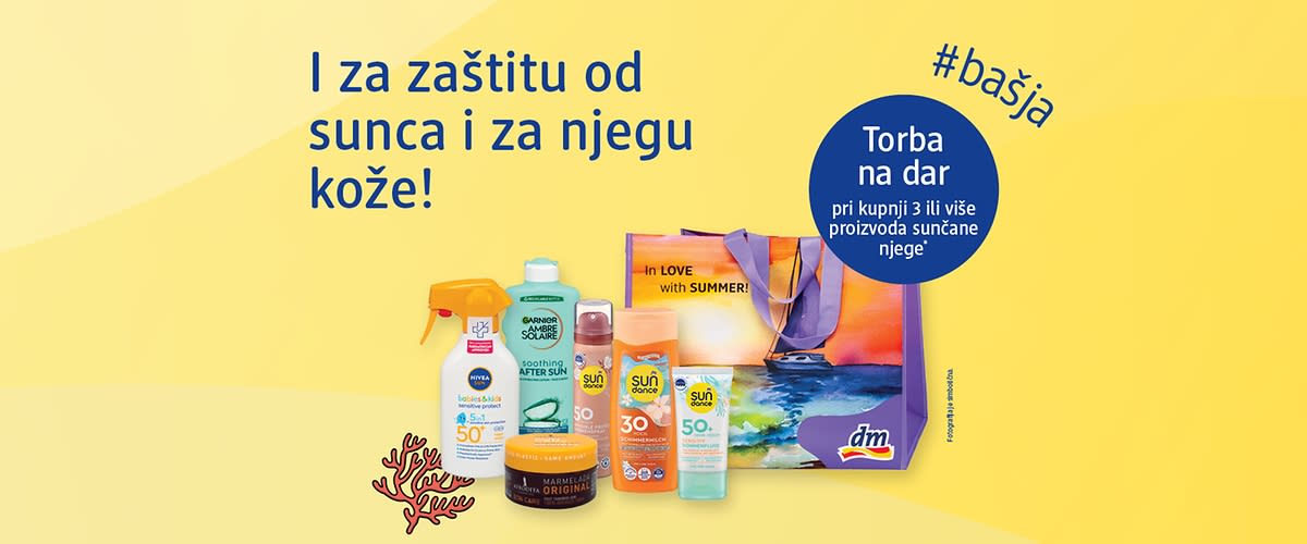 Torba na dar pri kupnji bilo kojih 3 ili više proizvodaproizvoda za zaštitu od sunca, ubrzano tamnjenje, samotamnjenje i njegu nakon sunčanja
