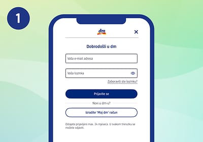 Korak1: Prijavite se ili se registrirajte u 'Moj dm' račun