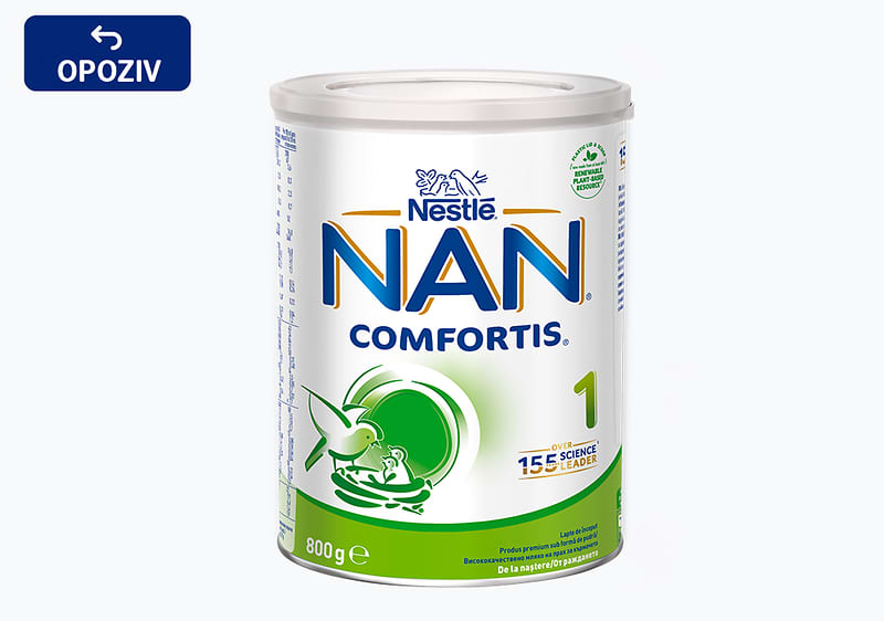 Povlačenje proizvoda: NAN Comfortis 1, 800 g, serije: L-53260346AA i roka trajanja: 11/2027