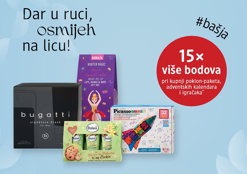 15 x više bodova pri kupnji poklon-paketa, igračaka i adventskih kalendara