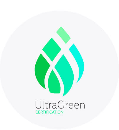UltraGreen logó zöld és kék színű csepp formával