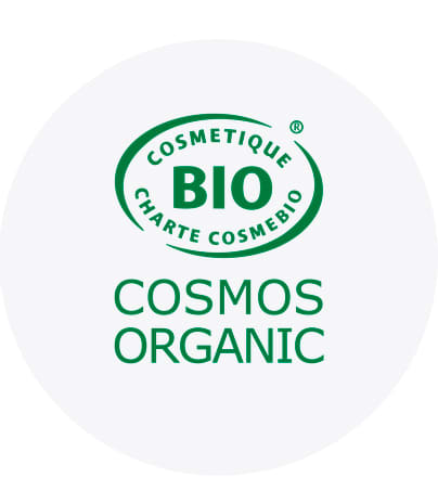 Cosmos Organic logó biokozmetikumokkal kapcsolatos szöveggel