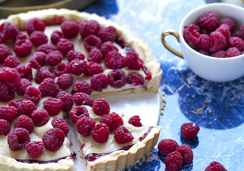 Vaníliakrémes málnatorta