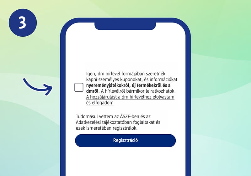 Schritt 3: Screen Registrierung Häkchen
