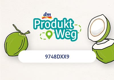 Produkt Weg kókuszdió grafikával és kóddal
