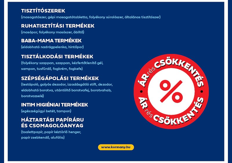 Árcsökkentés tisztítószerekre, ruhatisztítási termékekre, baba-mama termékekre, tisztálkodási termékekre és háztartási papírárura