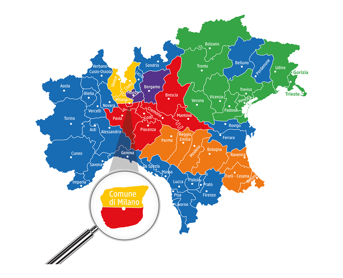 Carta geografica dell'espansione di dm in Italia