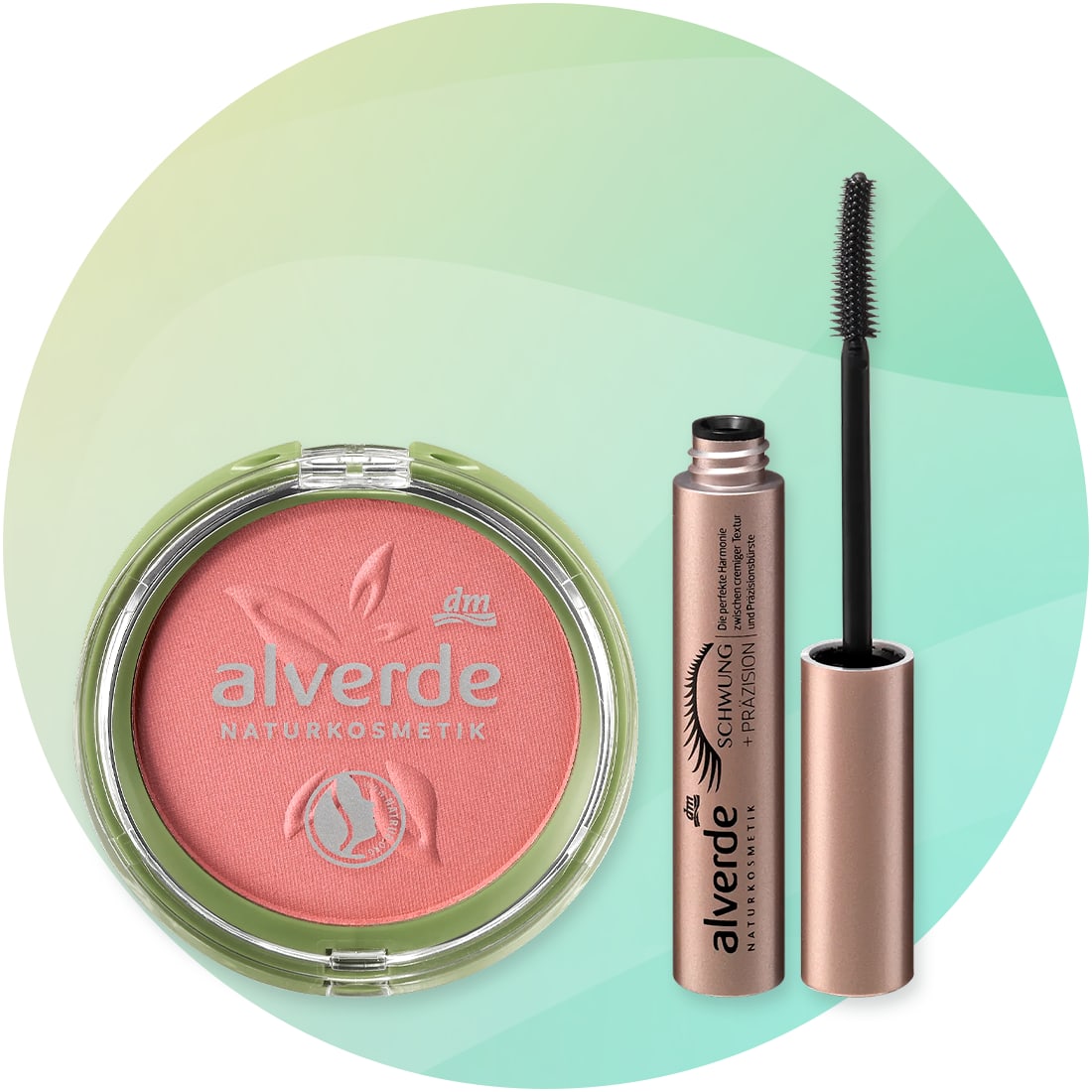 Cosmesi naturale di alverde: blush e mascara.