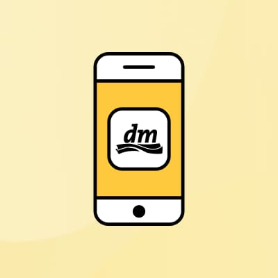 Logo dm su schermo di smartphone