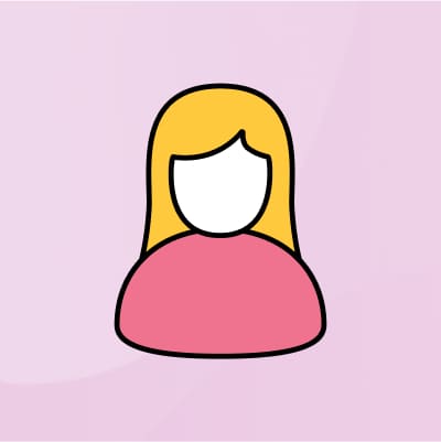 Avatar femminile con capelli biondi su sfondo rosa