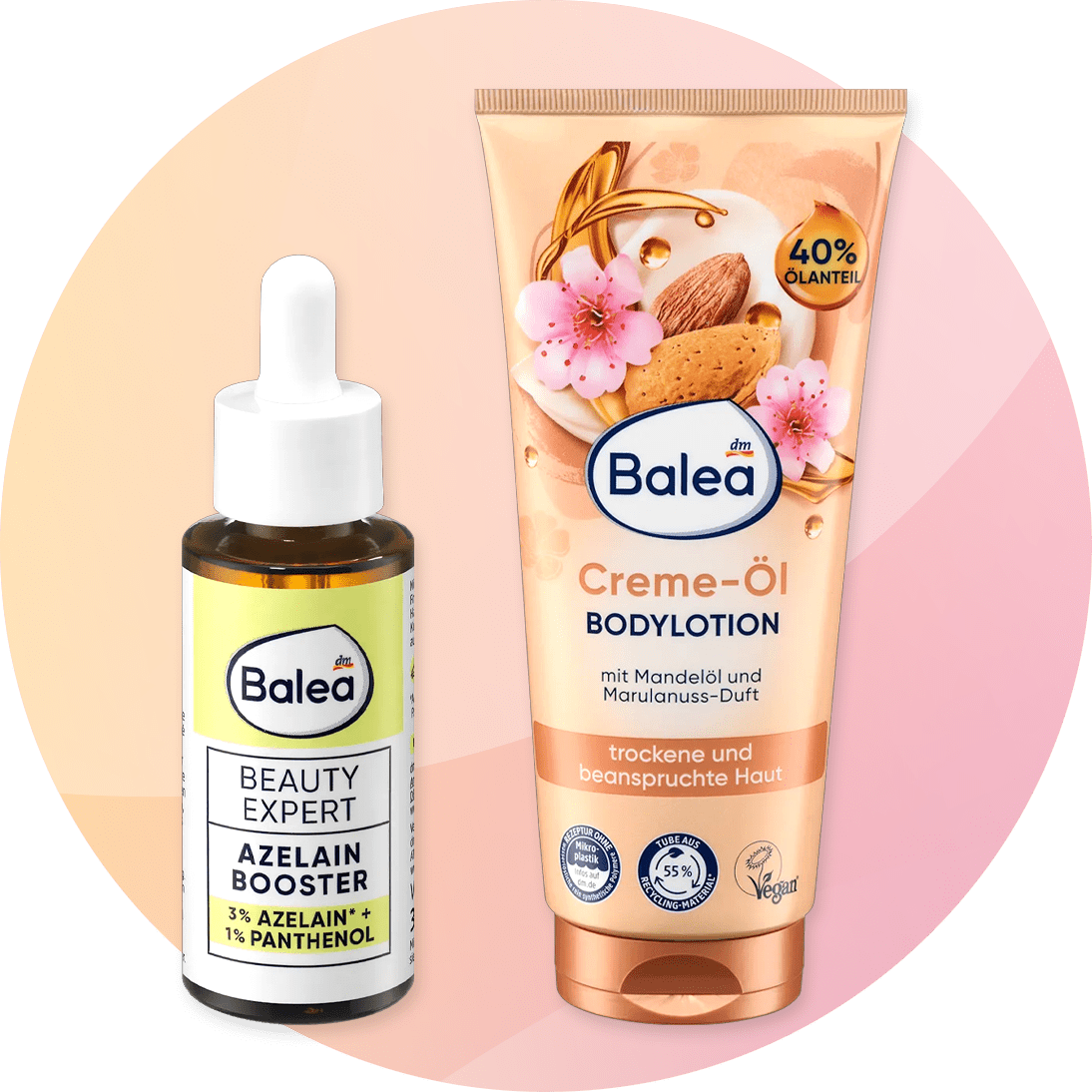 Prodotti Balea: siero azelainico e crema corpo all'olio di mandorla