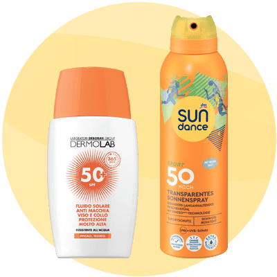 Protezione solare Dermolab 50+ e protezione solare Sundance 50