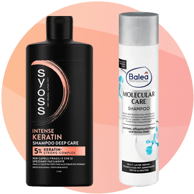 Syoss intense keratine shampoo e Balea molecular care shampoo