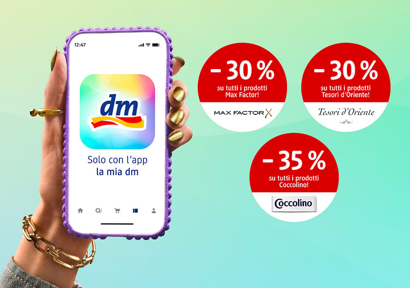 Offerte del mese app la mia dm con sconti su Deborah Milano, Labello, Felce Azzurra e Fairy
