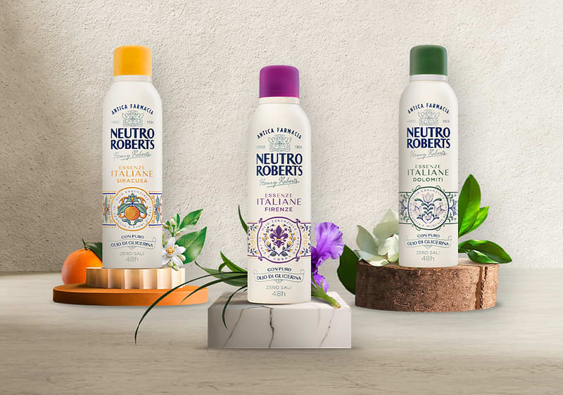 Deodoranti Neutro Roberts con agrumi, fiori e foglie